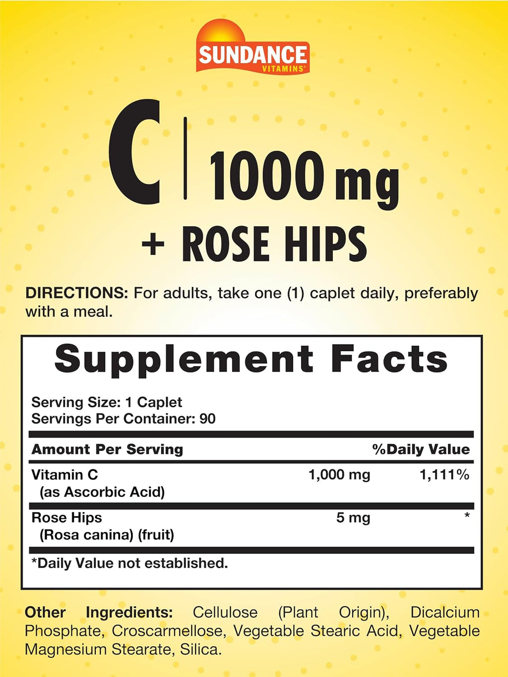 Sundance Vitamina C 1000mg con Escaramujo - 90 Caplets Vegetarianos