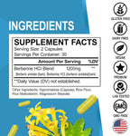 Berberina 1200mg Cápsulas - Suplemento de Berberina HCL - Apoyo Metabólico Saludable - 60 Comprimidos