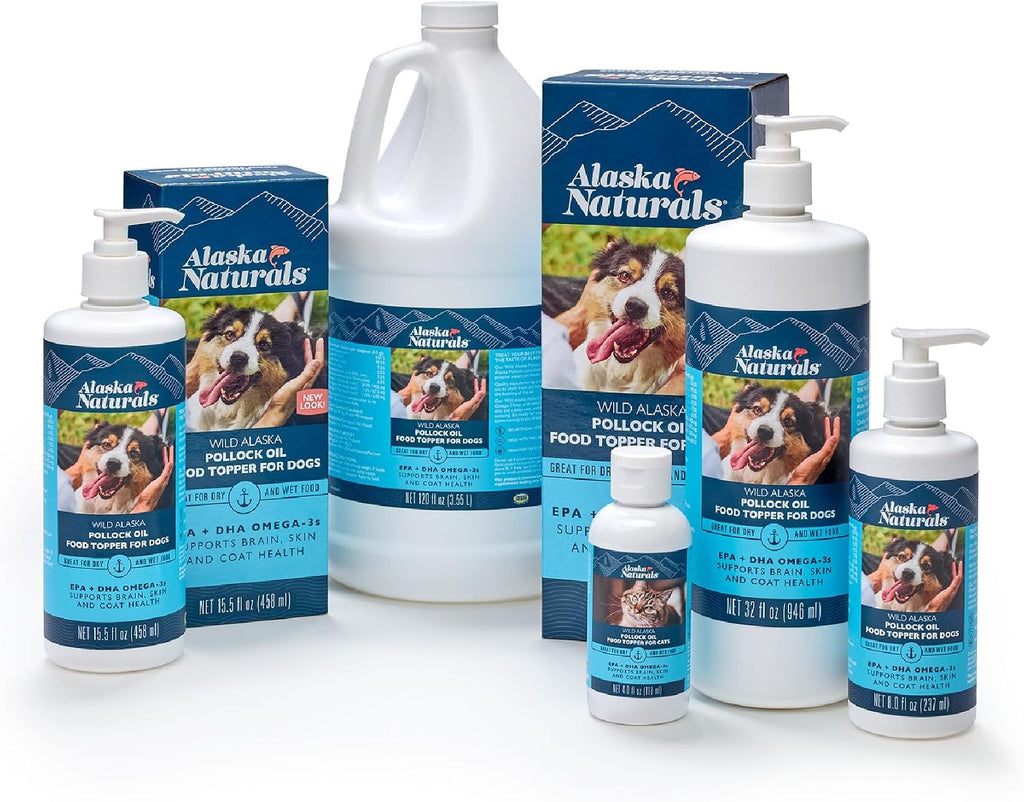 Aceite de Pescado Salvaje de Alaska para Perros – Omega 3 EPA y DHA – 237 ml (8 oz) con Bomba Dosificadora