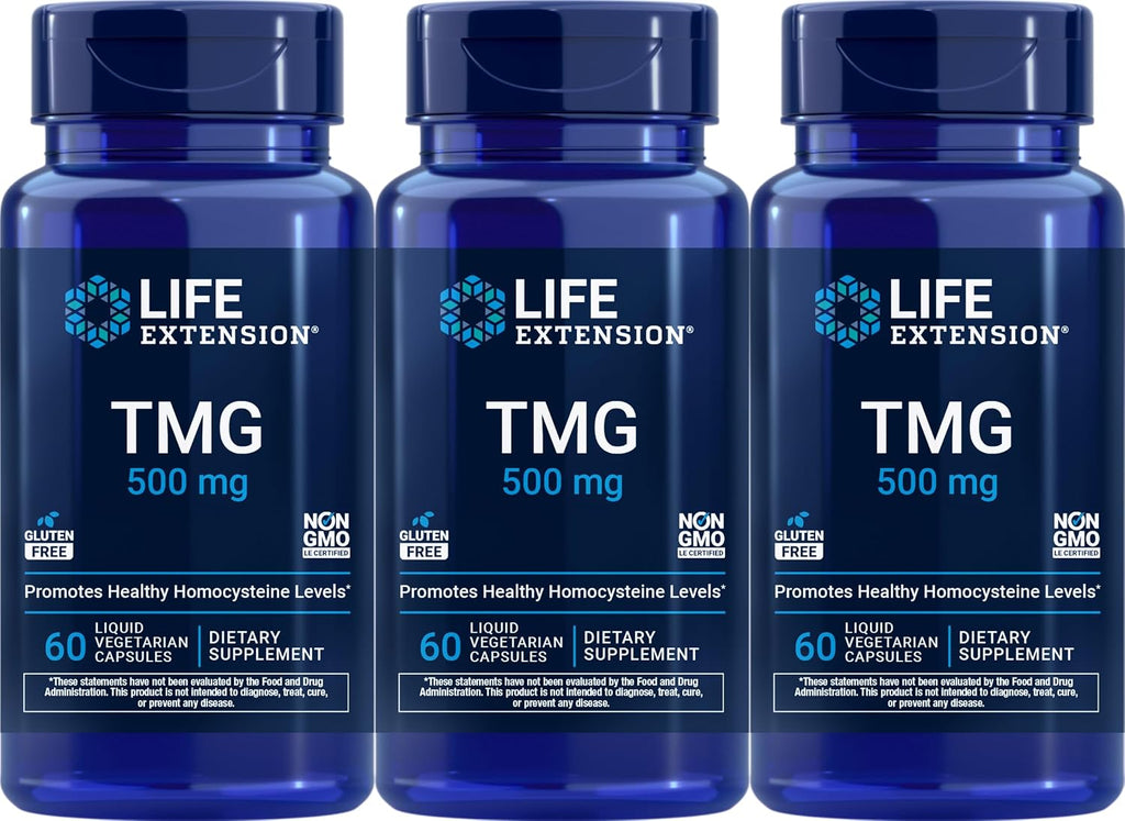 Life Extension TMG 500 mg Cápsulas Vegetales Líquidas, 60 cápsulas (Pack de 3)