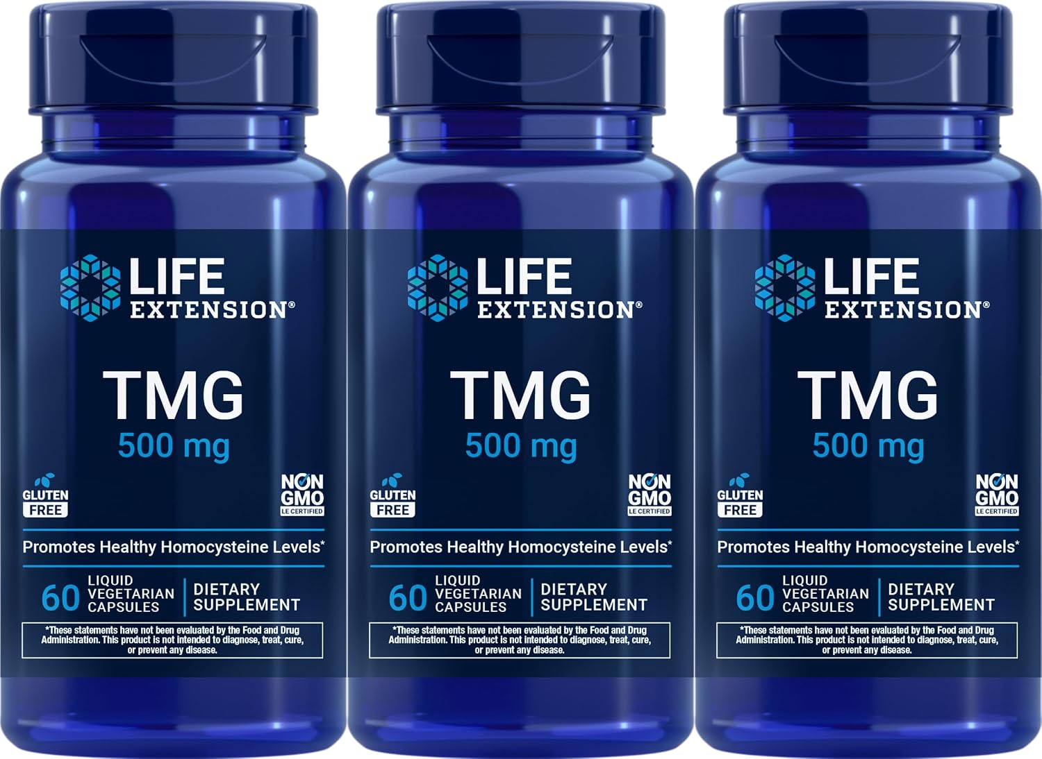 Life Extension TMG 500 mg Cápsulas Vegetales Líquidas, 60 cápsulas (Pack de 3)