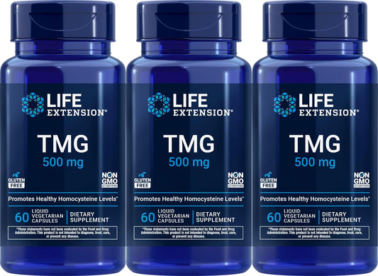 Life Extension TMG 500 mg Cápsulas Vegetales Líquidas, 60 cápsulas (Pack de 3)