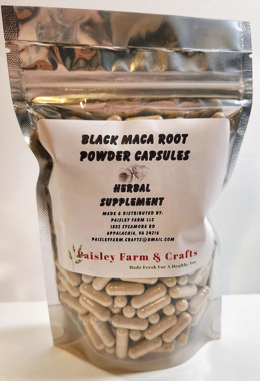 Black Maca Capsules 300 Pack - Pure Herbal Supplement - Made Fresh On Demand!
