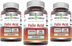 Amazing Formulas Ácido Fólico 1000 mcg (1 mg) Comprimidos | Vitamina B9 | No-GMO | Sin Gluten | Fabricado en EE. UU. (240 Comprimidos)