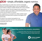 Juce Original Formula - Complemento Orgánico de Superfrutas y Verduras - 23 Frutas y 23 Verduras - 180 Cápsulas - Terra Kai Organics