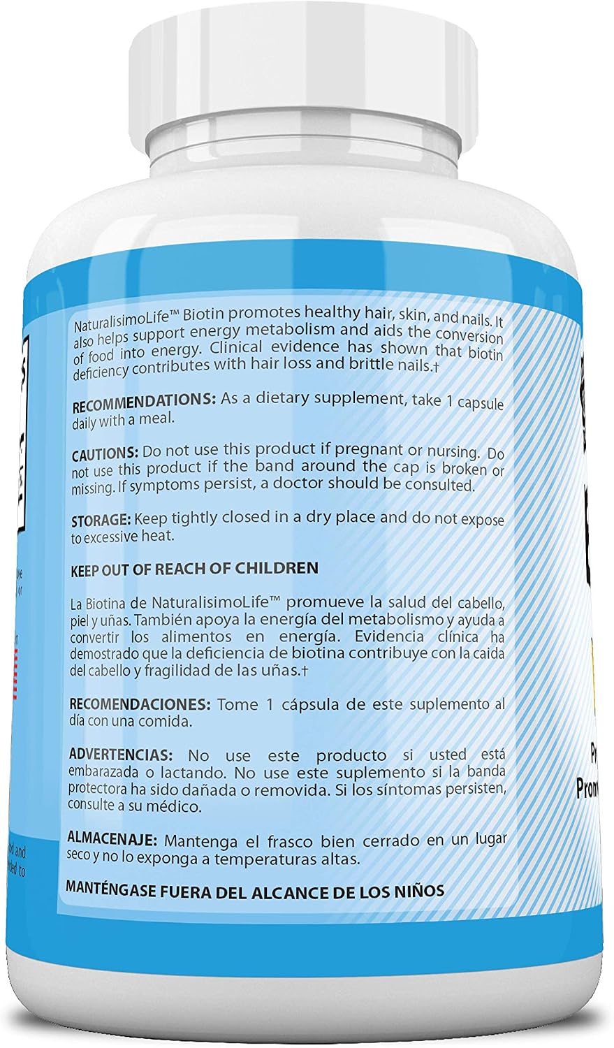 Biotina 10.000 mcg Alta Potencia - 120 Cápsulas de NaturalisimoLife
