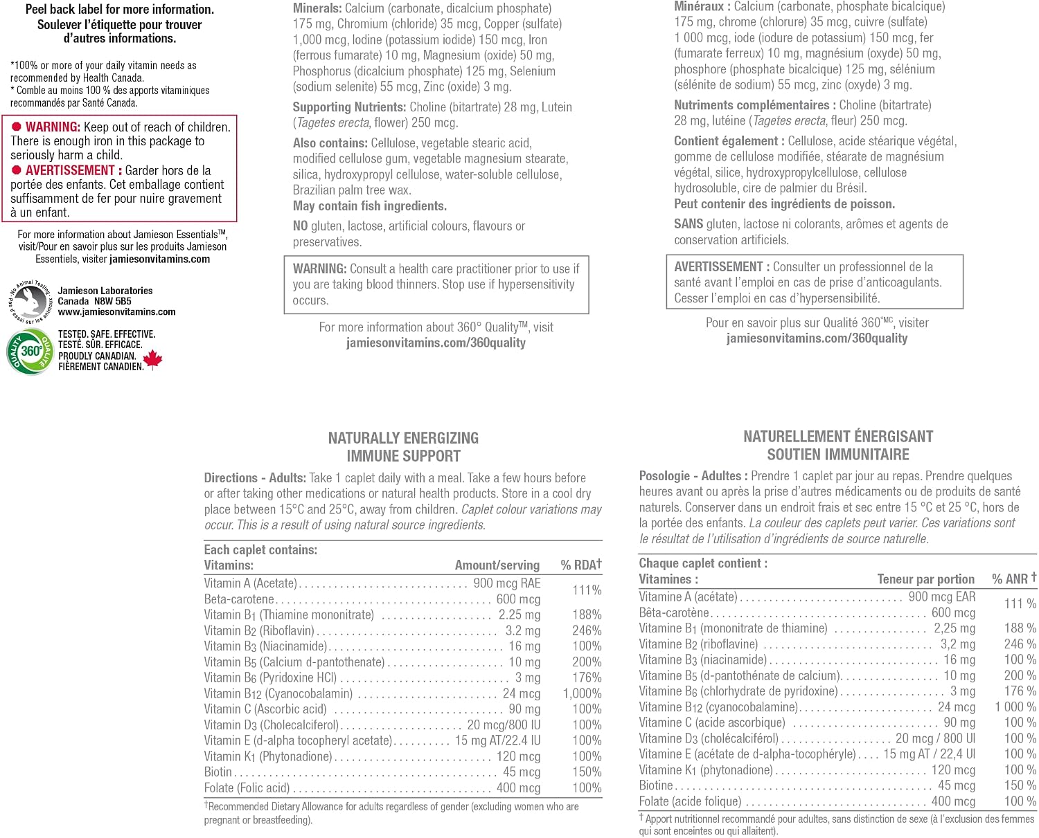 Jamieson 100% Complete Multivitamin for Adults - Multivitamínico Completo para Adultos