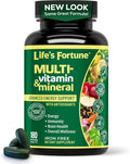 Life's Fortune Multivitamínico Completo de Alimentos Integrales para Hombres y Mujeres - Apoyo Energético, Inmunidad y Metabolismo - Sin Hierro, 180 Comprimidos Vegetarianos