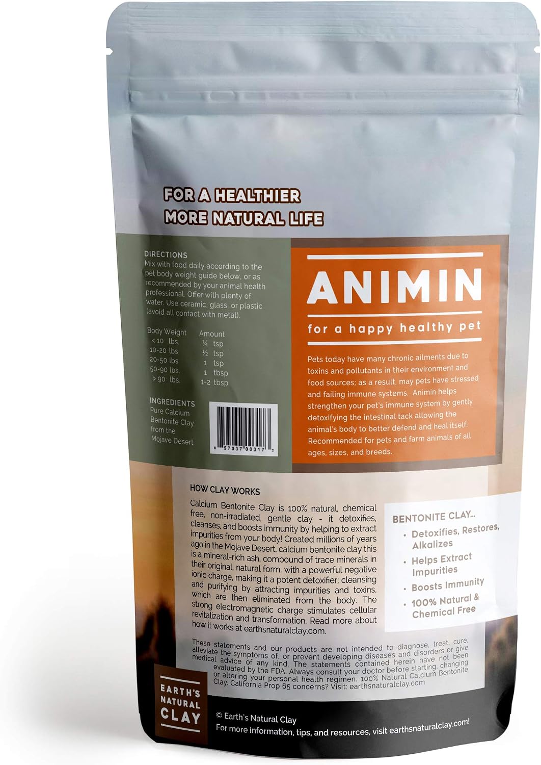 Earth's Living Arcilla de Bentonita Cálcica para Perros - 369 g