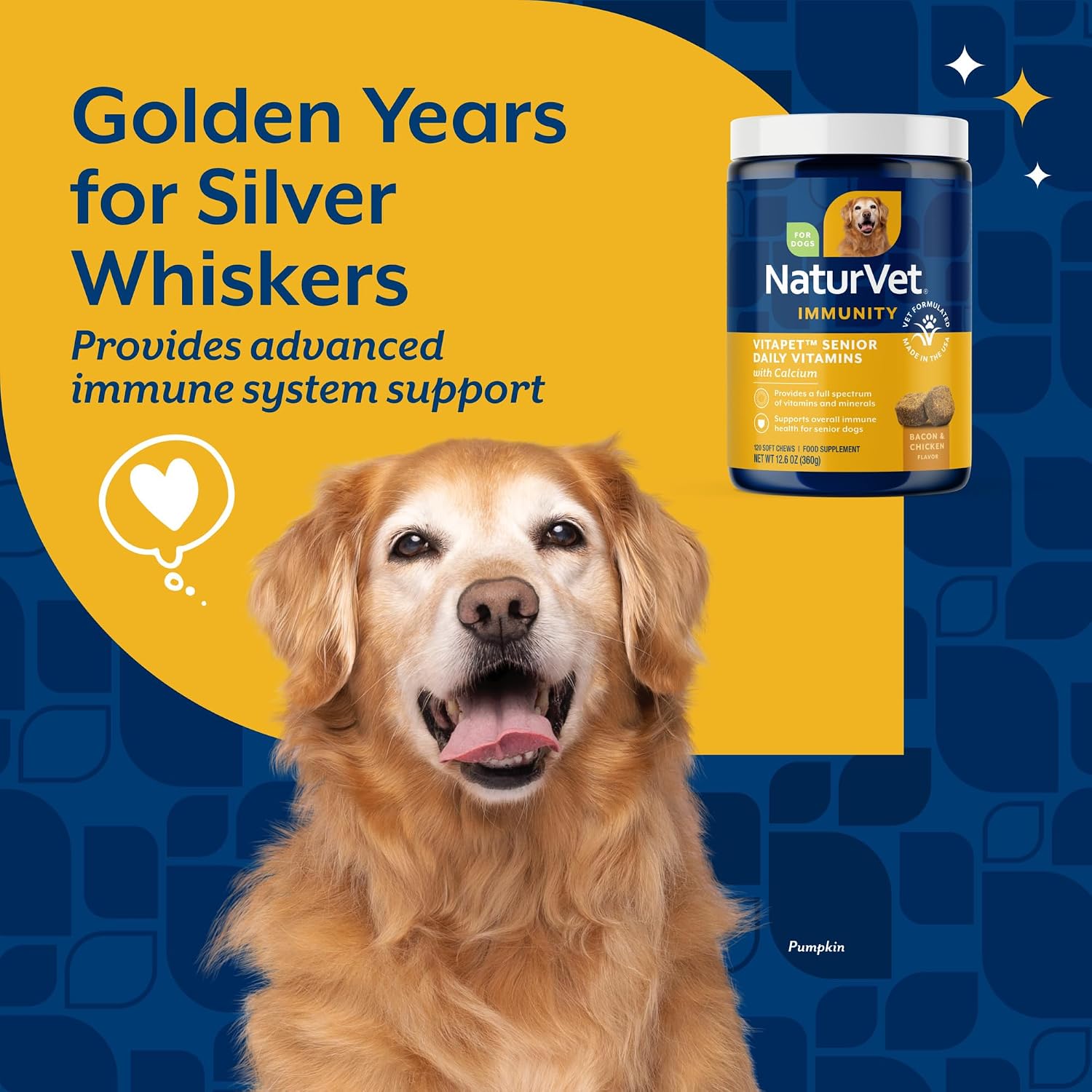 NaturVet VitaPet Senior Multivitamínico para Perros con Glucosamina - 120 Comprimidos Masticables
