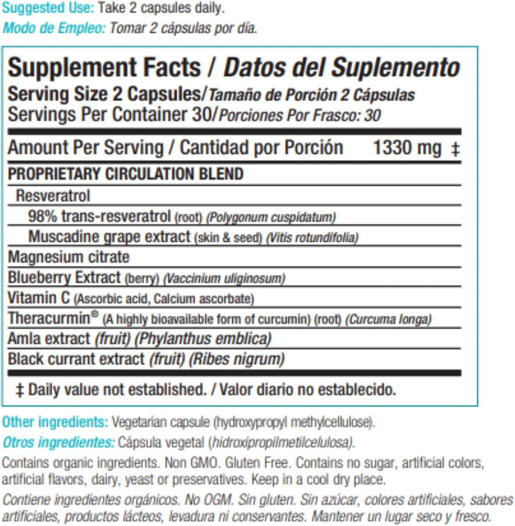 Stemflo Suplemento Natural de Apoyo a las Células Madre, Super-antioxidantes, Apoyo Cardiovascular y de la Presión Arterínea, 60 Cápsulas (2 Paquetes)