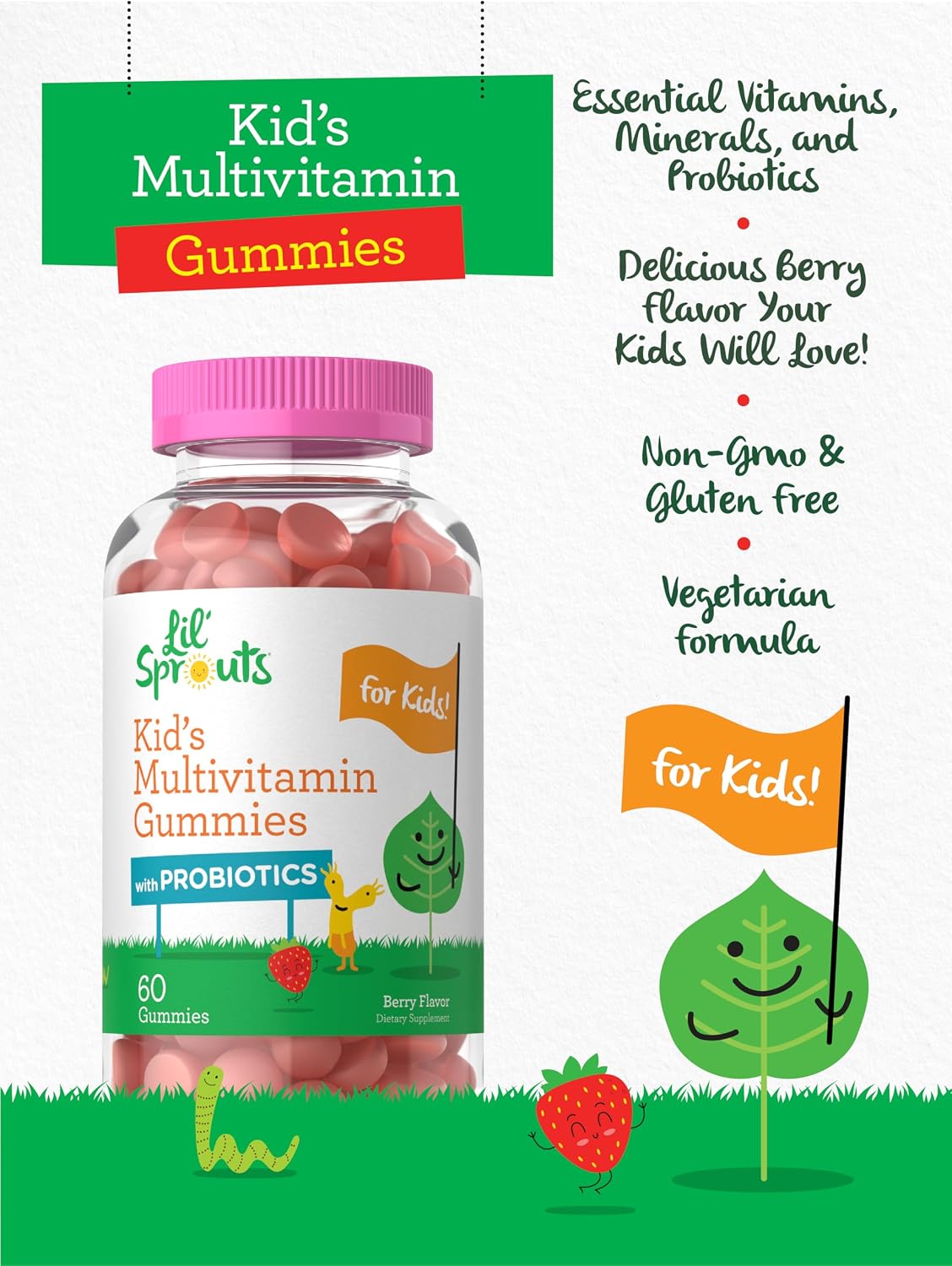 Carlyle Lil' Sprouts Multivitamínico Infantil con Probióticos - 60 Gominolas Sabor Bayas