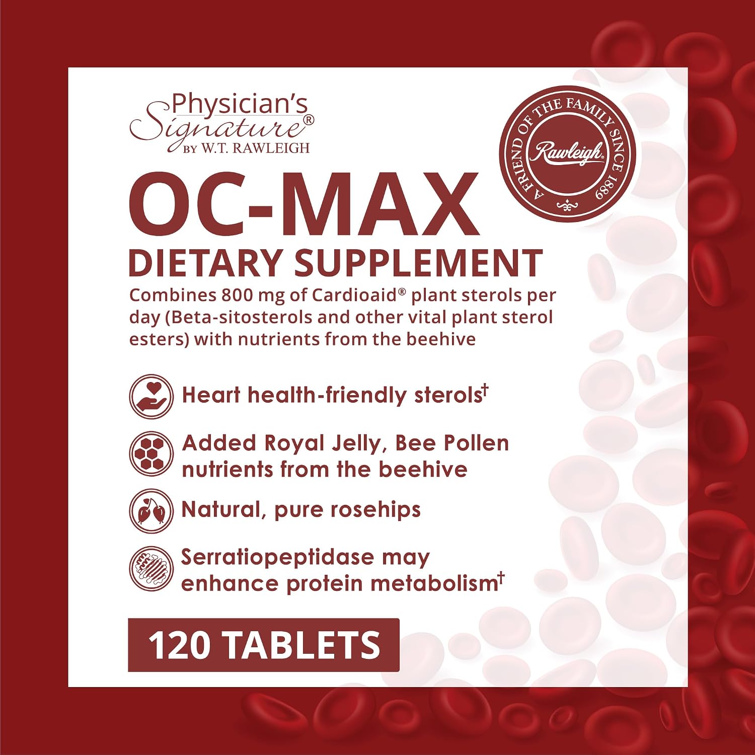 Rawleigh OC-MAX Salud Cardiaca – Esteroles Vegetales 800 mg + Antioxidantes | 120 Comprimidos