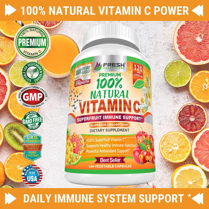 Fresh Healthcare Vitamina C 500mg Natural – 120 Cápsulas Veganas – Image 2