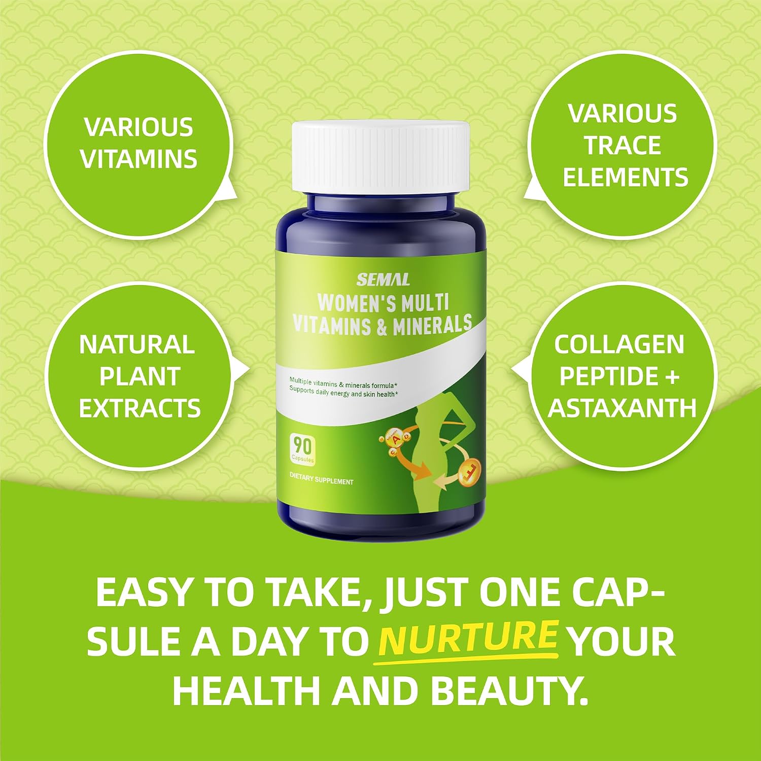 Complejo Multivitamínico y Multimineral Diario para Mujeres SEMAL (90 Cápsulas)