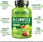 NATURELO Complejo B - 240 Cápsulas Veganas con Metilfolato y CoQ10