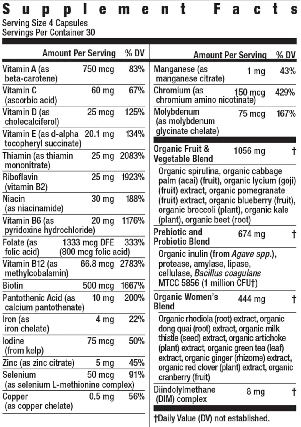 Rainbow Light Multivitamínico Certificado para Mujeres, 120 Cápsulas