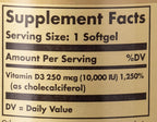 Solgar Vitamina D3 (Colecalciferol) 250 mcg (10.000 UI), 120 Cápsulas Blandas