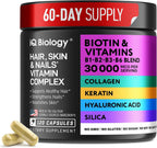 IQ BIOLOGY Biotina 10.000 mcg con Colágeno y Queratina - 120 Cápsulas