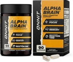 ONNIT Alpha Brain - Suplemento Nootrópico de Enfoque y Memoria con L-Teanina y Vitamina B6, 90 Cápsulas