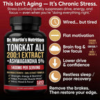 Tongkat Ali 200:1 Extract + Ashwagandha 5% Withanolides | Adaptógeno Dual Alta Potencia | 120 Cápsulas