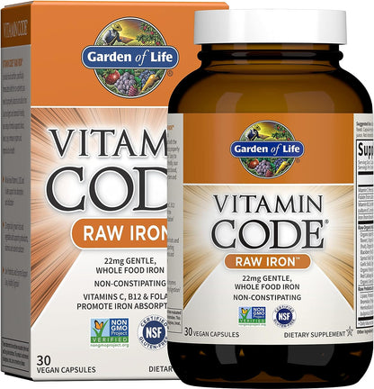 Garden of Life Vitamin Code Raw Iron - 30 – La formación normal de glóbulos rojos y de la hemoglobina. – Image 1