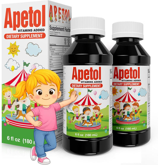 Apetol Estimulante del Apetito para Niños y Adultos | Jarabe Multivitamínico con Complejo B y Zinc | 2 Pack de 177 ml cada uno