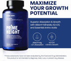 BONE SCIENCE Primeheight Apoyo Óseo y Crecimiento con Calcio, Vitamina D3, K2, Magnesio, Zinc - Fórmula Vegana, No OGM, 120 Comprimidos