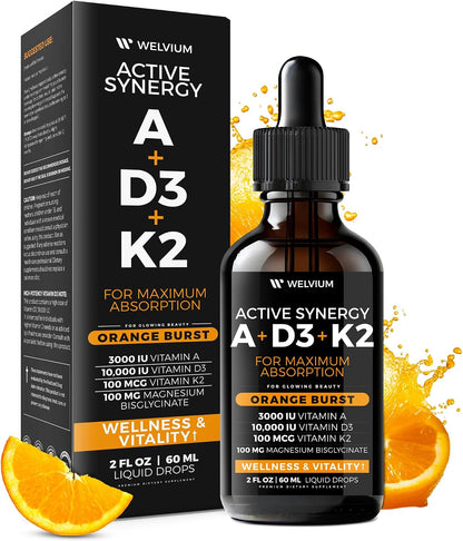 WELVIUM 7-en-1 Gotas Líquidas de Vitamina D3 K2 con Magnesio, 10.000 UI, MK-7, Vitamina A, Calcio, Aceite MCT y Lecitina de – Image 8
