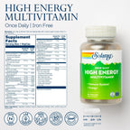 SOLARAY Multivitamínico Diario de Alta Energía, Sin Hierro, con Base de Alimentos Integrales y Hierbas, para Hombres y Mujeres, 90 Cápsulas Vegetales
