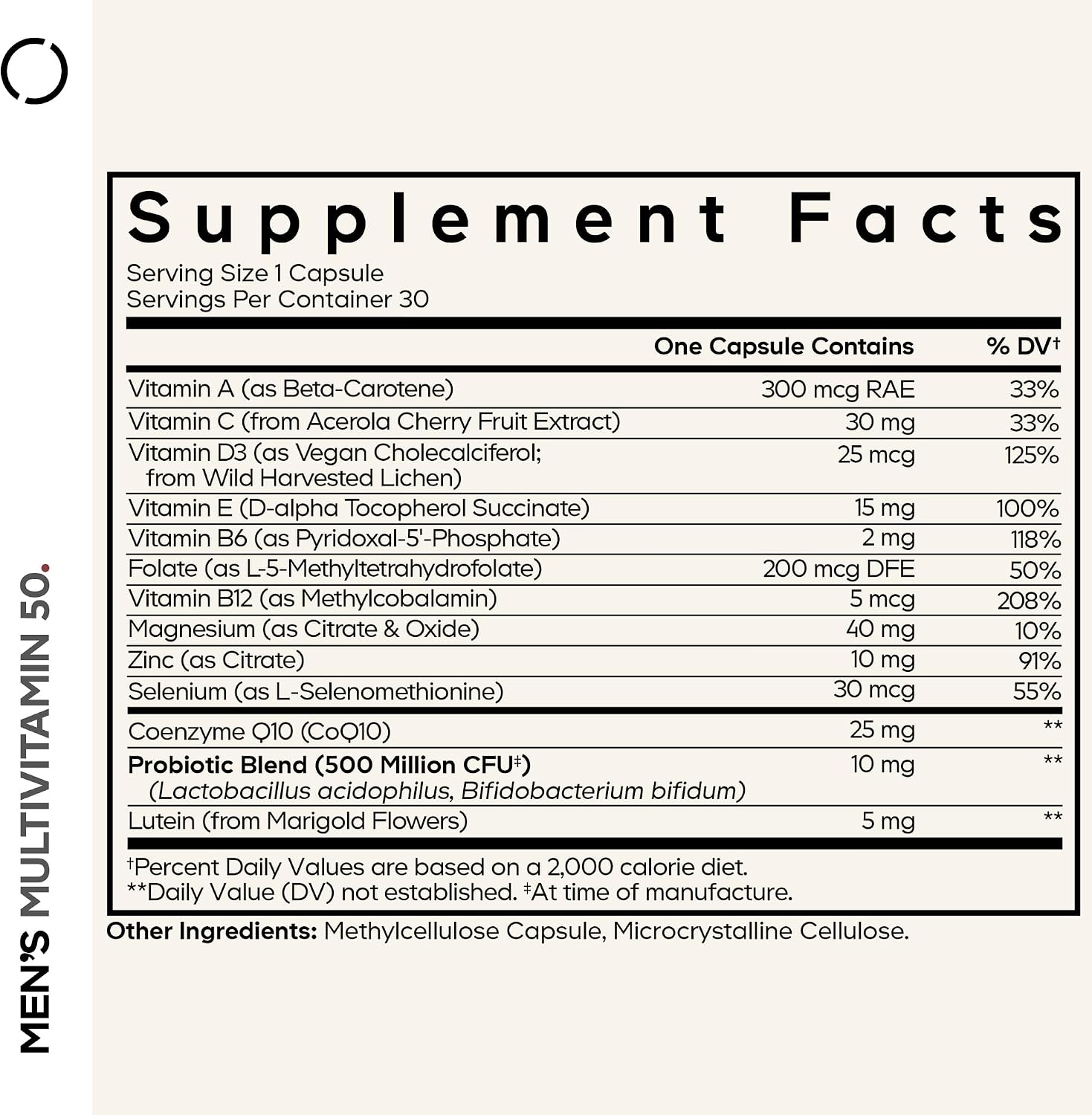 Codeage Men's Multivitamin 50 - Multivitamínico para Hombres Mayores de 50 - 30 Cápsulas Veganas