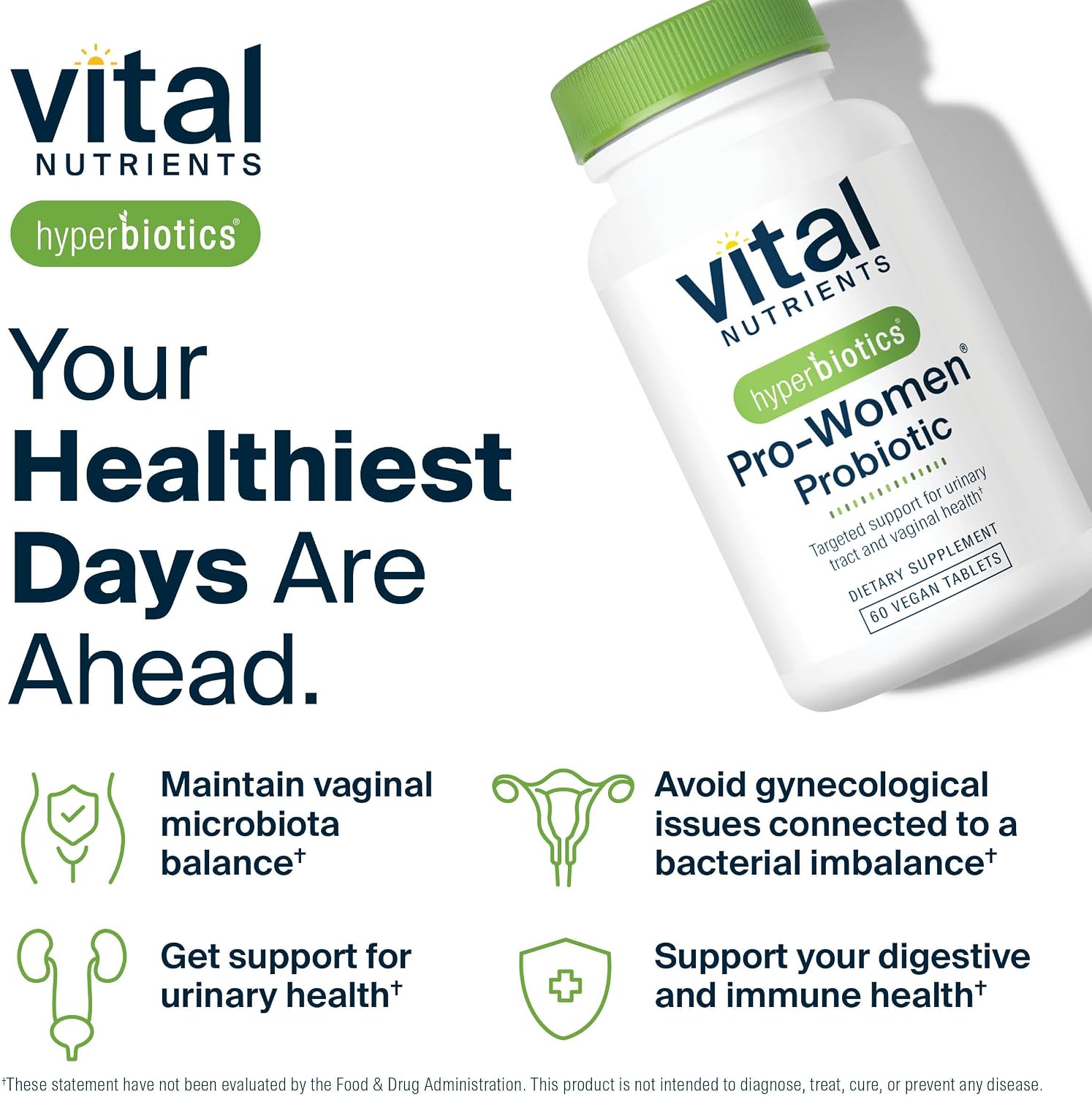 Hyperbiotics Pro Women Probióticos para Mujer | Salud Vaginal y Urinaria | 6 Cepas | 60 Comprimidos Veganos