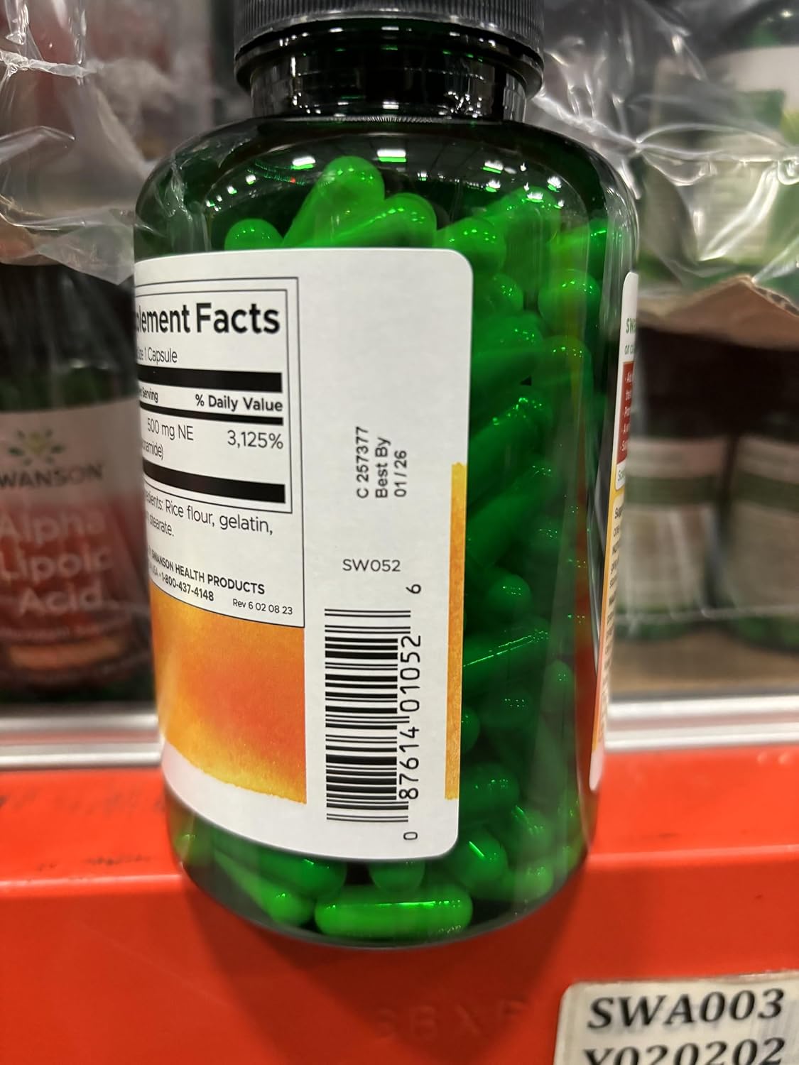 Swanson Niacinamida 500 mg, 250 Cápsulas