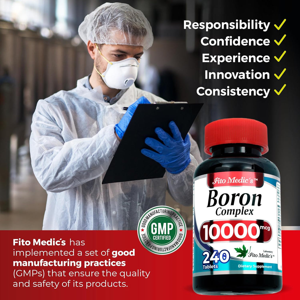 Boron 10 mg - 240 Porciones - Suplemento de Boro - FITO MEDIC'S Lab