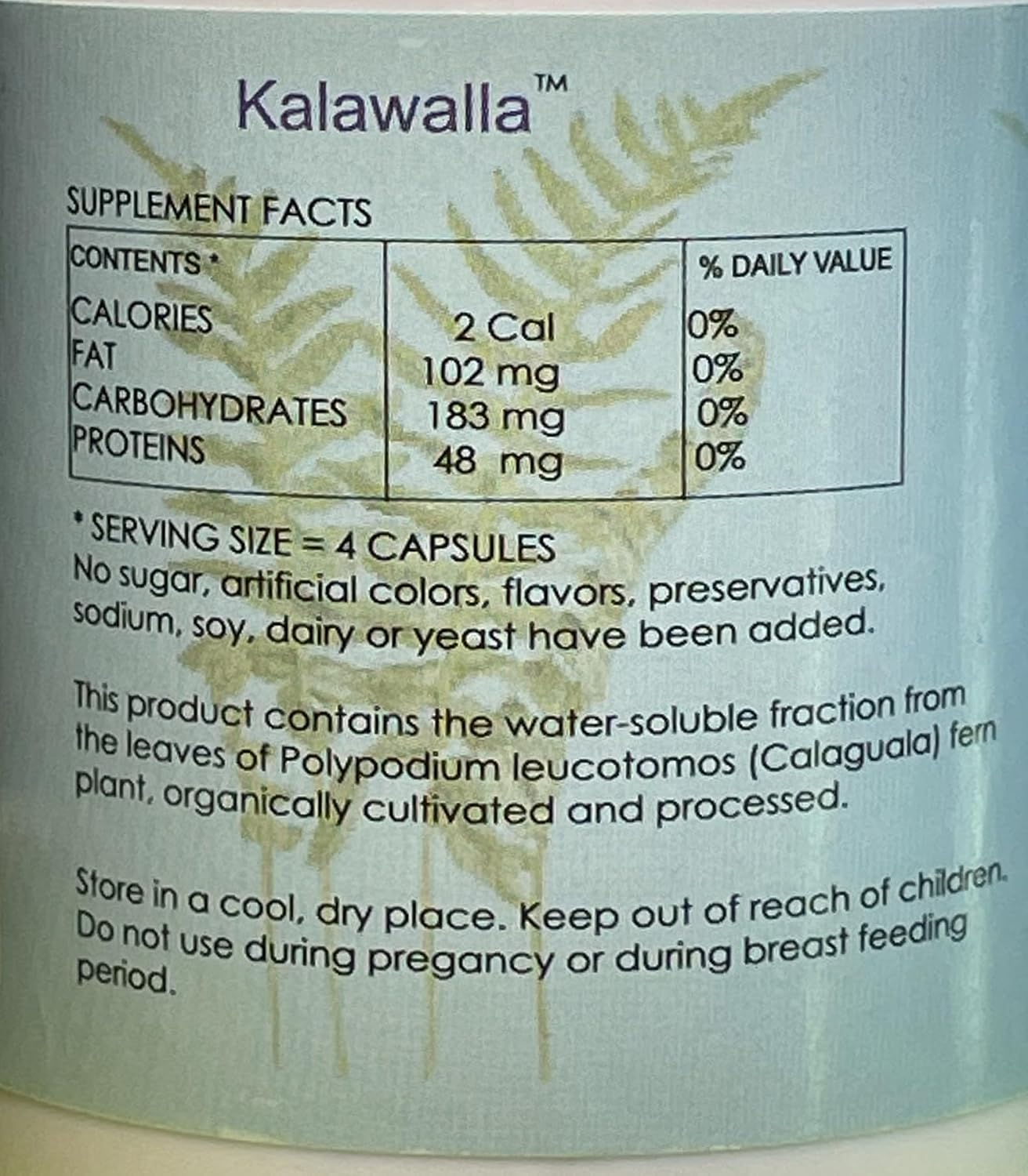 Kalawalla Organic Hope Polypodium Leucotomos 50:1 - 120 Cápsulas Veganas