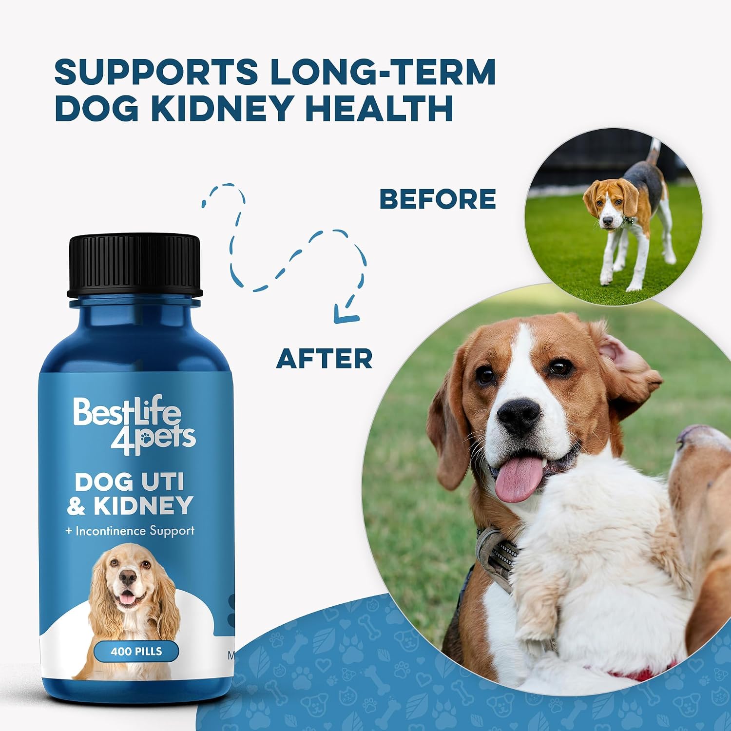 Fórmula para el Tratamiento de ITU y Salud Renal en Perros – Suplemento Urinario Natural – 400 Comprimidos Pequeños
