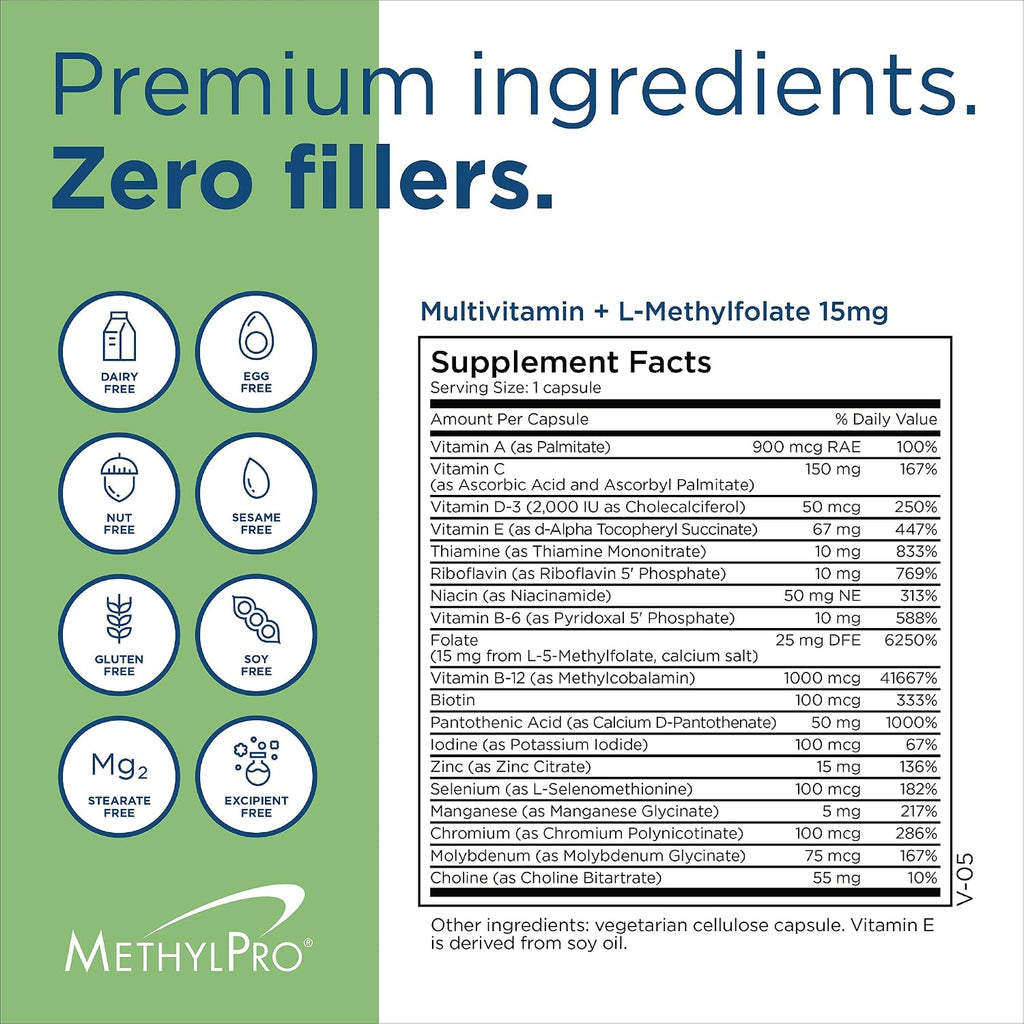 MethylPro Multivitamin + L-Metilfolato 15 mg - 30 Cápsulas