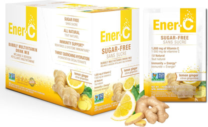Ener-C Sugar Free Multivitamin Drink Mix - Limón y Jengibre, 30 sobres – Image 1