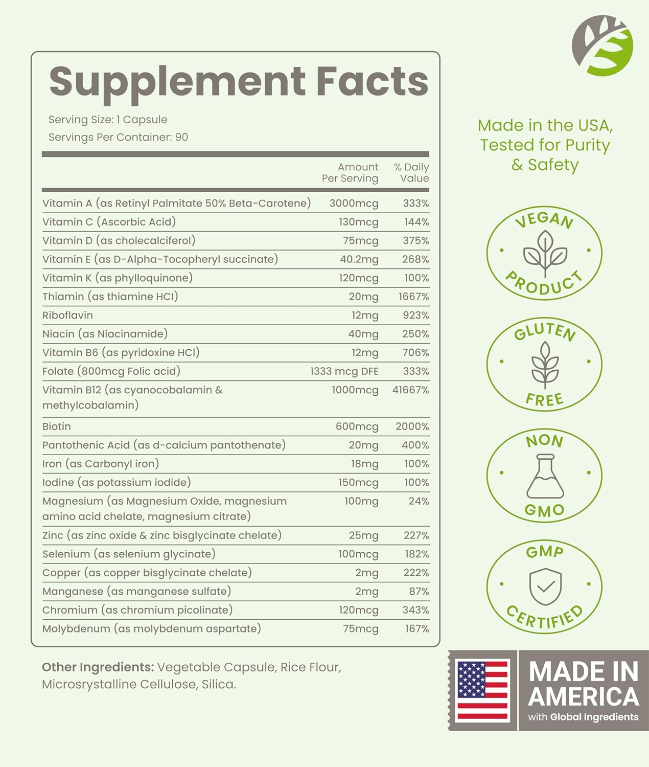 BariSlim Multivitamínico Bariátrico Una Vez al Día - 18mg de Hierro - 90 Cápsulas