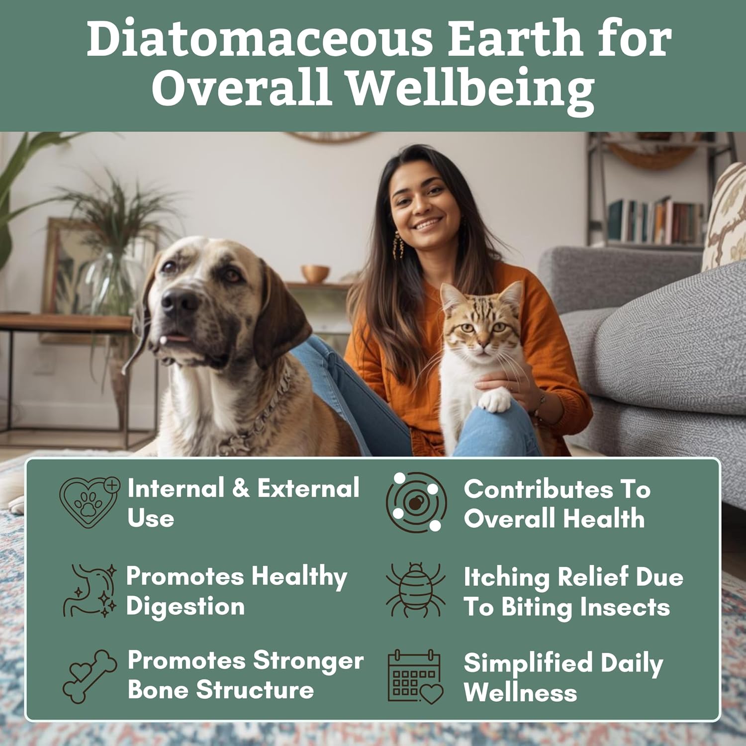 Wholistic Pet Organics Tierra de Diatomeas - Grado Alimenticio para Perros y Gatos - 113 g