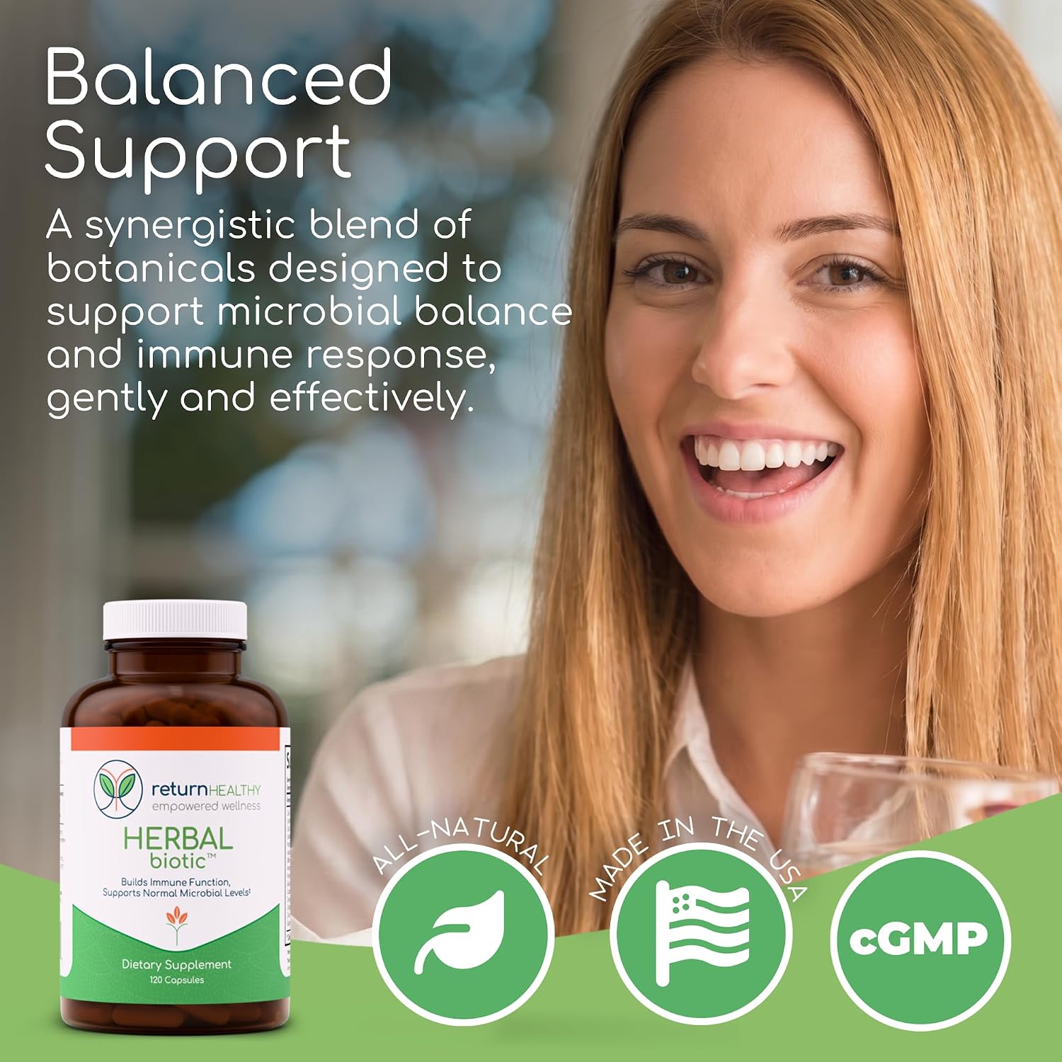 Herbal Biotic, Vitaminas de Apoyo Inmunitario, 120 Cápsulas Veganas