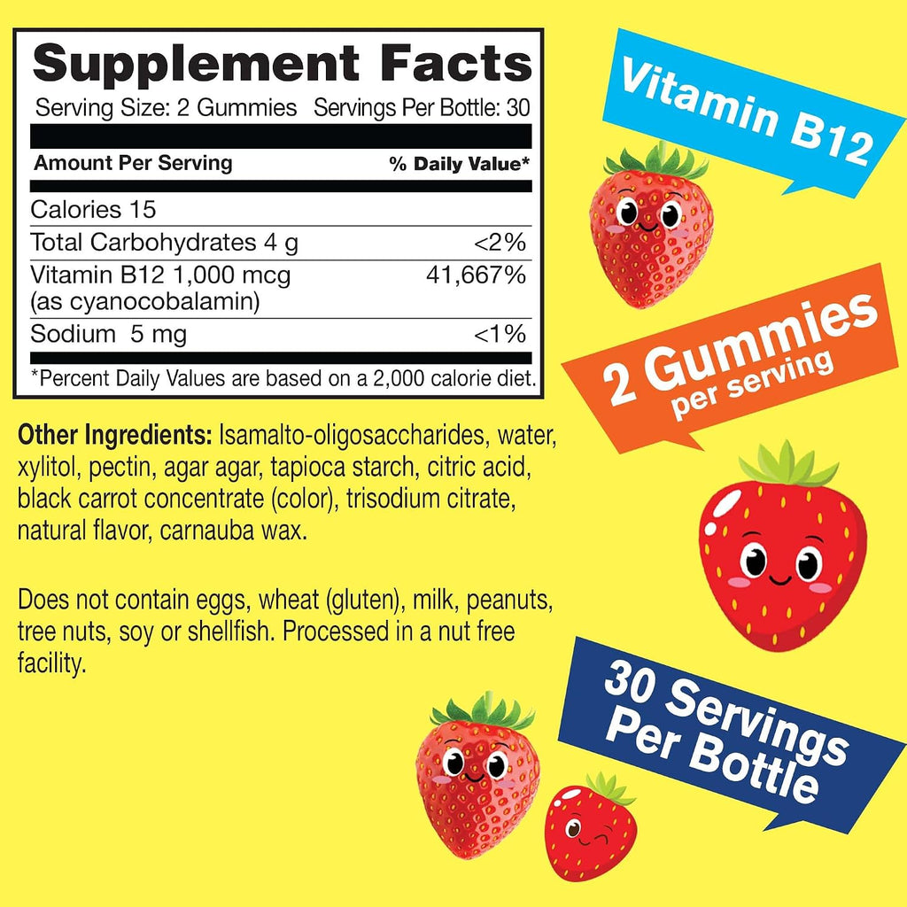 WellYeah Gomitas Vitamina B12 Infantil 1000mcg Sin Azúcar - 60 uds