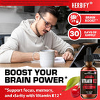 HERBIFY Vitamina B12 Metilada 5000 mcg - Gotas Líquidas de Metilcobalamina - Complejo B - Energía y Sistema Inmunitario - 30 Días - 60 ml