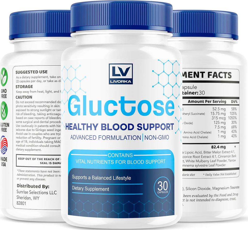 Gluctose Advanced Blood Support - Complemento Alimenticio en Cápsulas, 30 Unidades