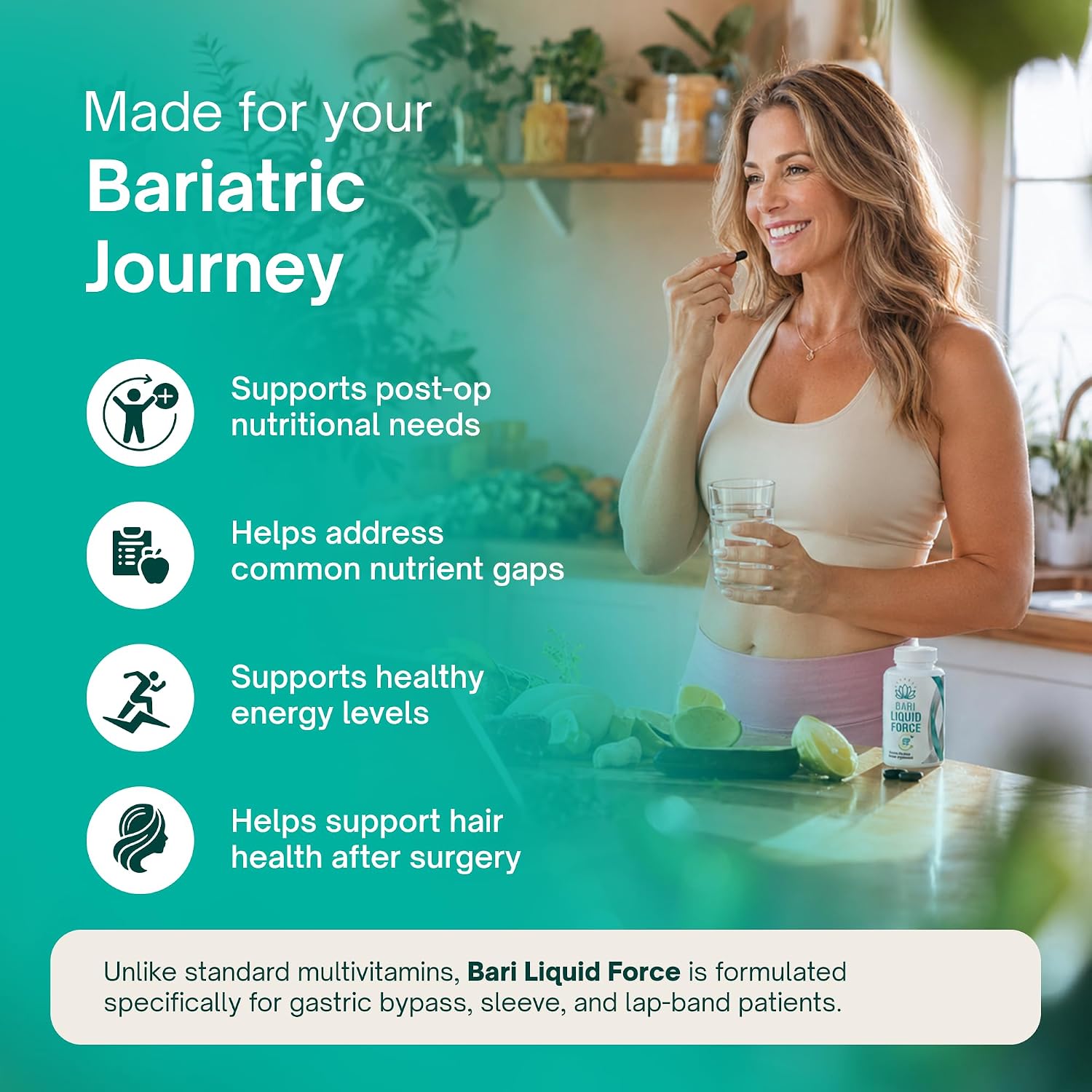 Multivitamínico Bariátrico con Hierro - Cápsulas Líquidas de Rápida Absorción - 60 Cápsulas