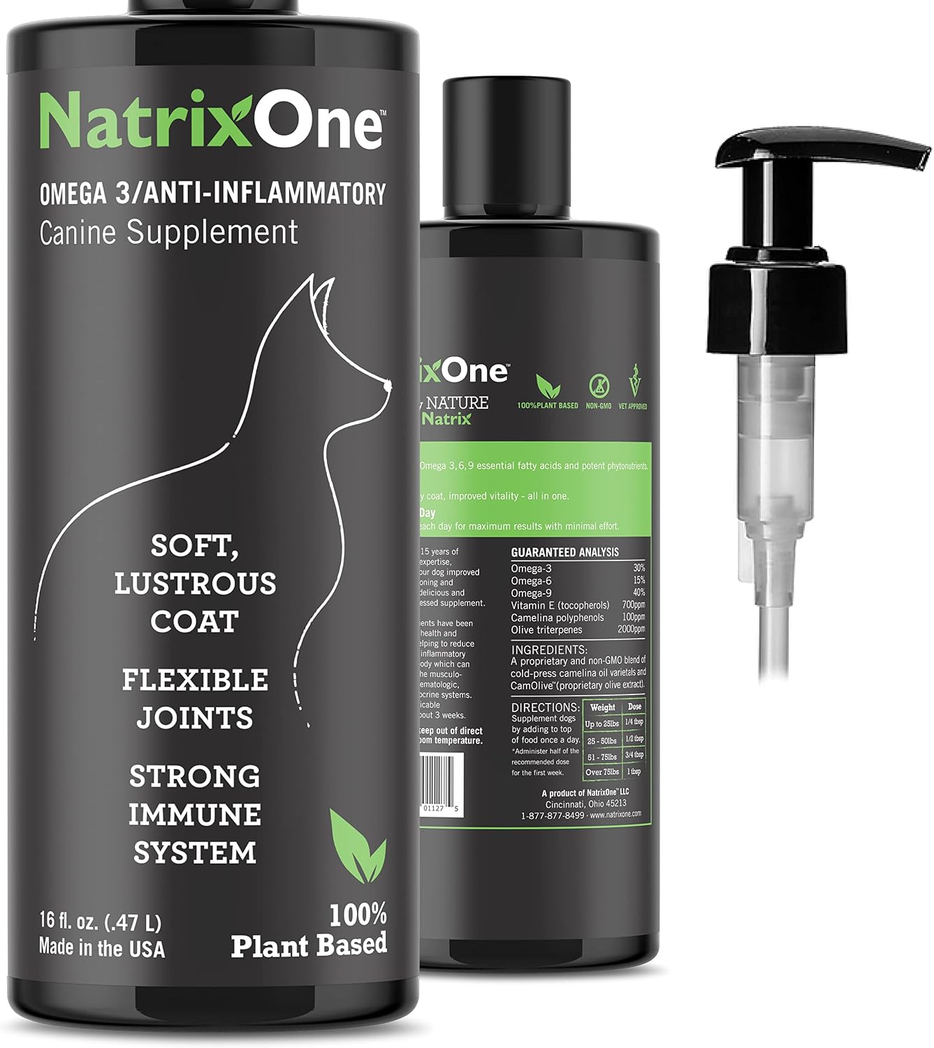 Aceite de Camelina 100% Puro para Perros - 946 ml - Suplemento Natural con Omega 3, 6 y 9 - NatrixOne