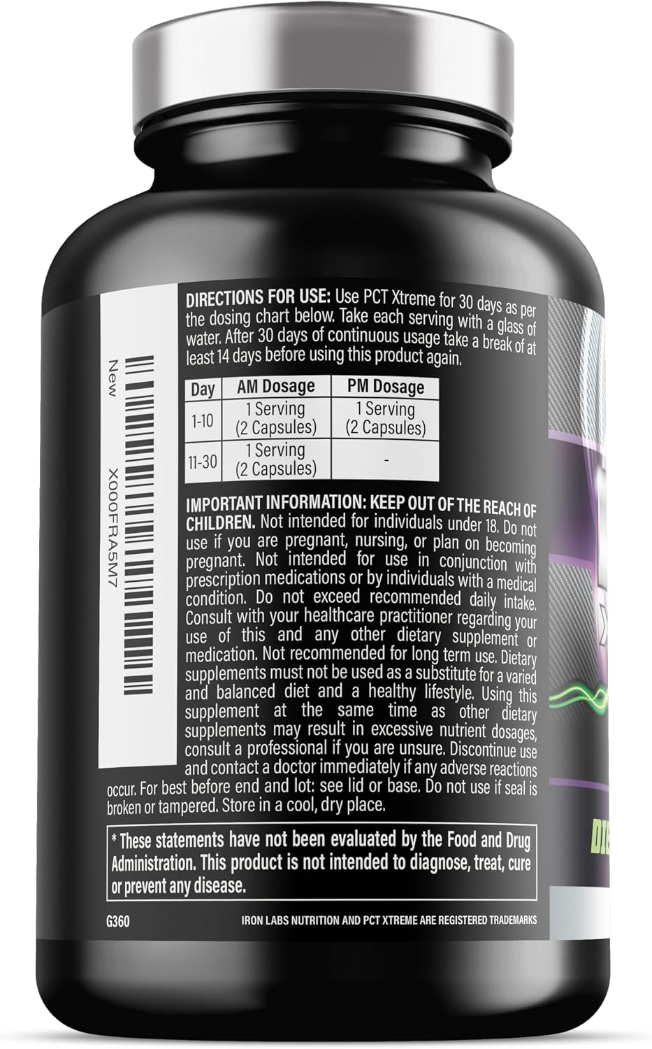 Iron Labs Nutrition PCT Xtreme - Soporte Post-Ciclo para Hombres - 30 Días (80 Cápsulas)
