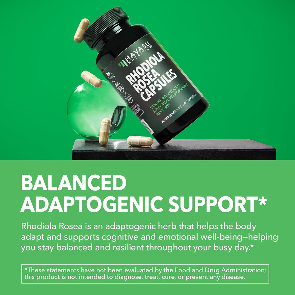 Rhodiola Rosea Cápsulas - Adaptógeno Herbal con 3% Salidrósidos - 60 Cápsulas Veganas