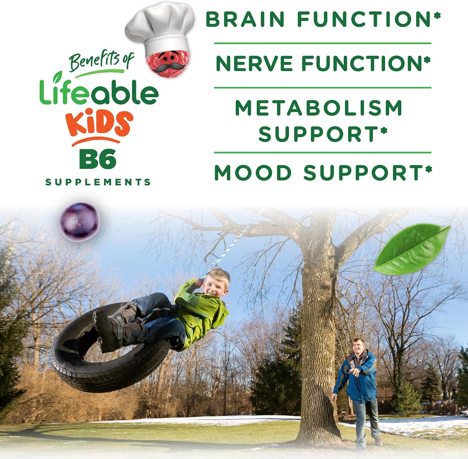 Lifeable Gomitas de Vitamina B6 para Niños - 50 mg - 60 Gomitas