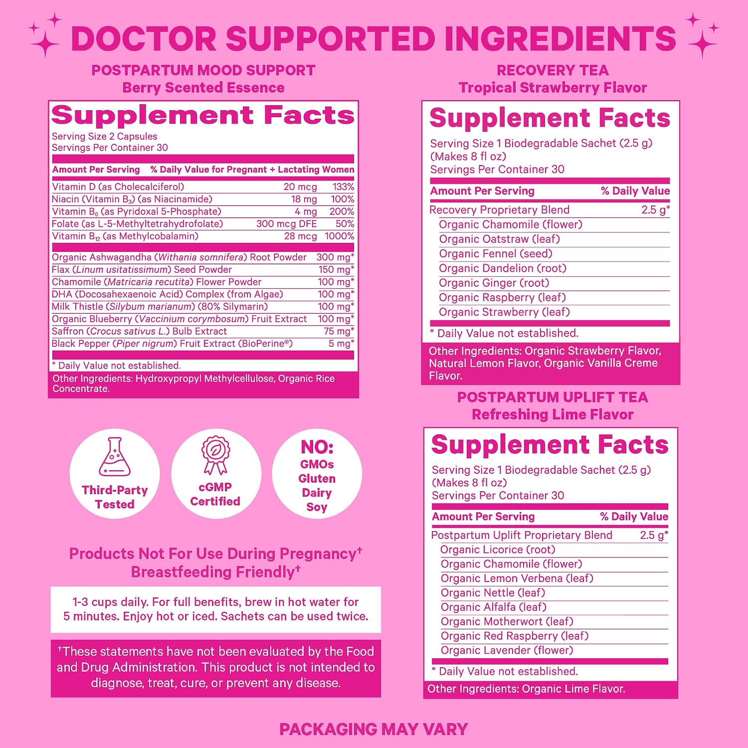 Pink Stork Postpartum Essentials Kit – Vitaminas y Tés Orgánicos para el Posparto